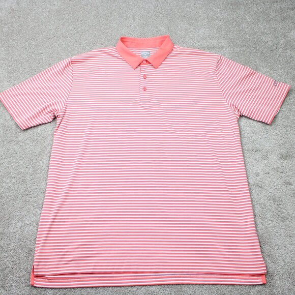 Callaway Opti-Dri Polo Shirt Men 2XL XXL Pink Striped Golf Polyester Stretch S/S - Picture 2 of 16